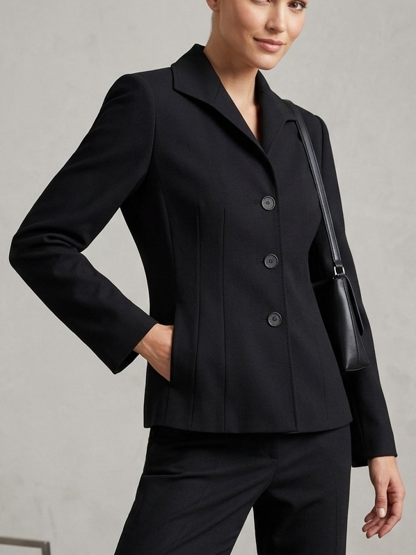 Lafayette 148 New York Black Wool Blazer Jacket Lined Fitted Corporate Sz 14